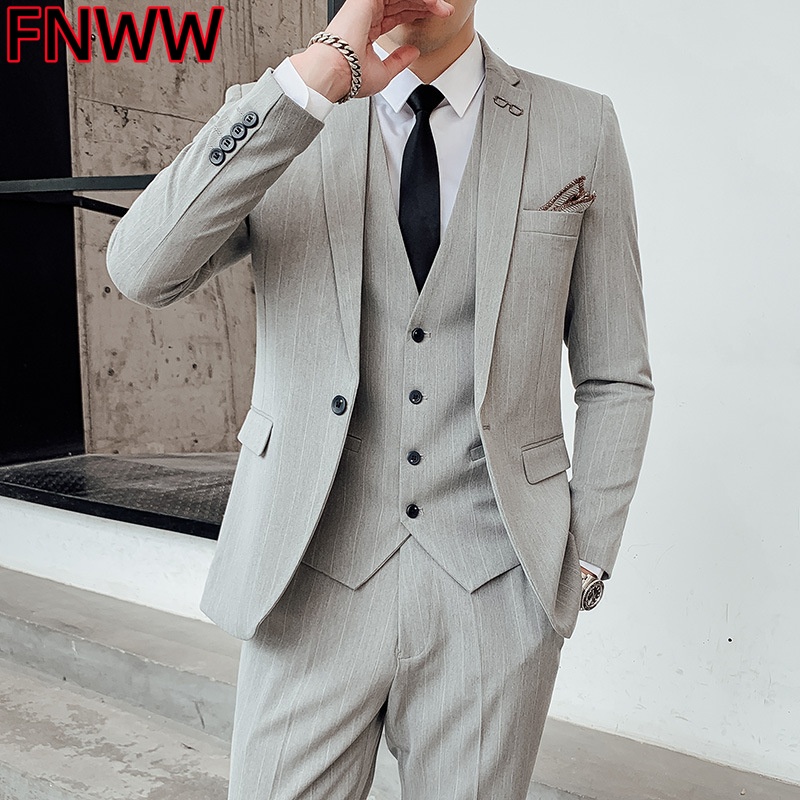 Men'S Urban Formal Wear - Traje de Tres Piezas a Cuadros