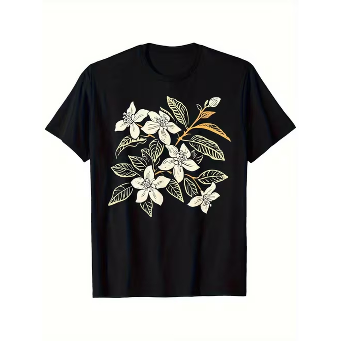Men'S Formal Attire - Camiseta retro floral para hombre, negra