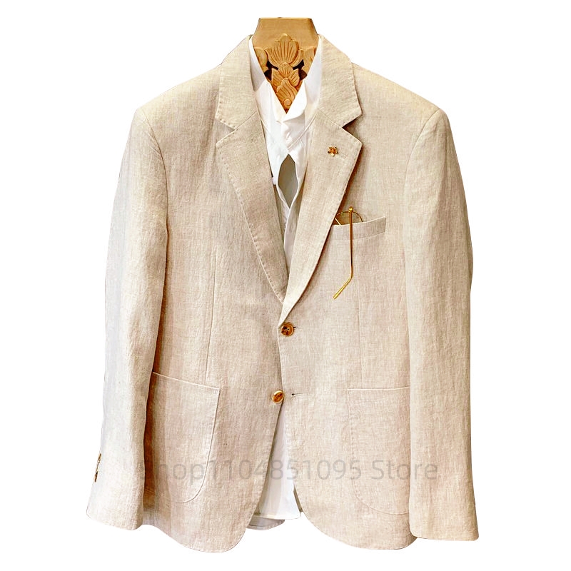 Men Formal Wear Summer - Traje beige para hombre, chaquetas de