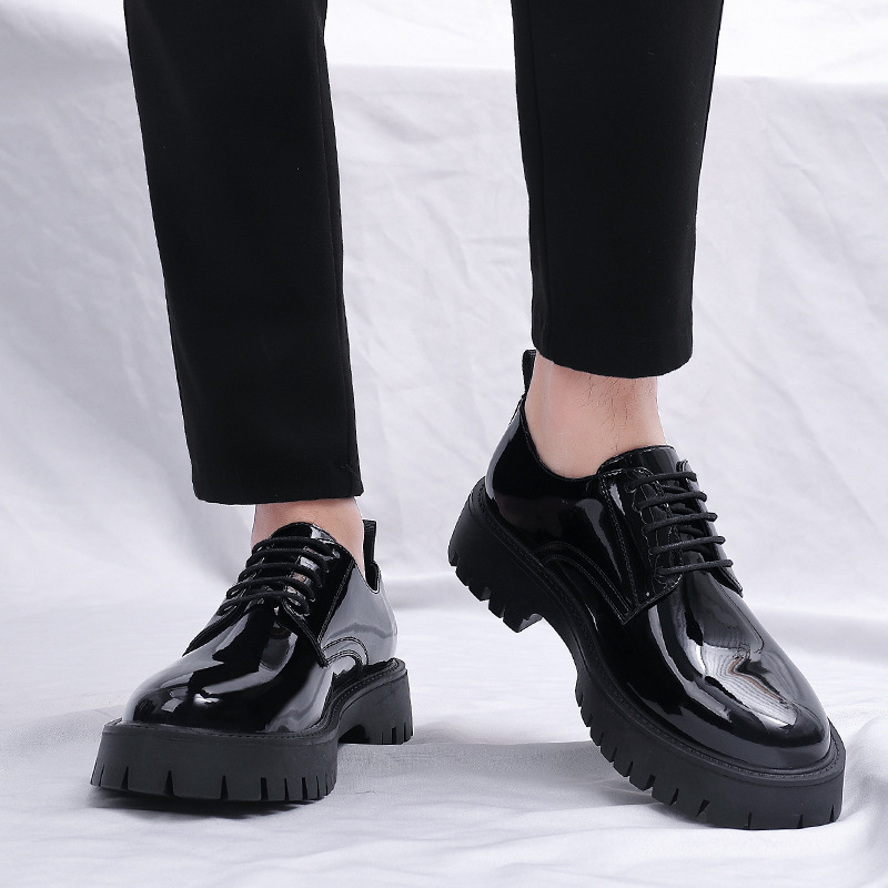 Men Formal Wear All Black - Zapatos Oxford de Plataforma con Cordones