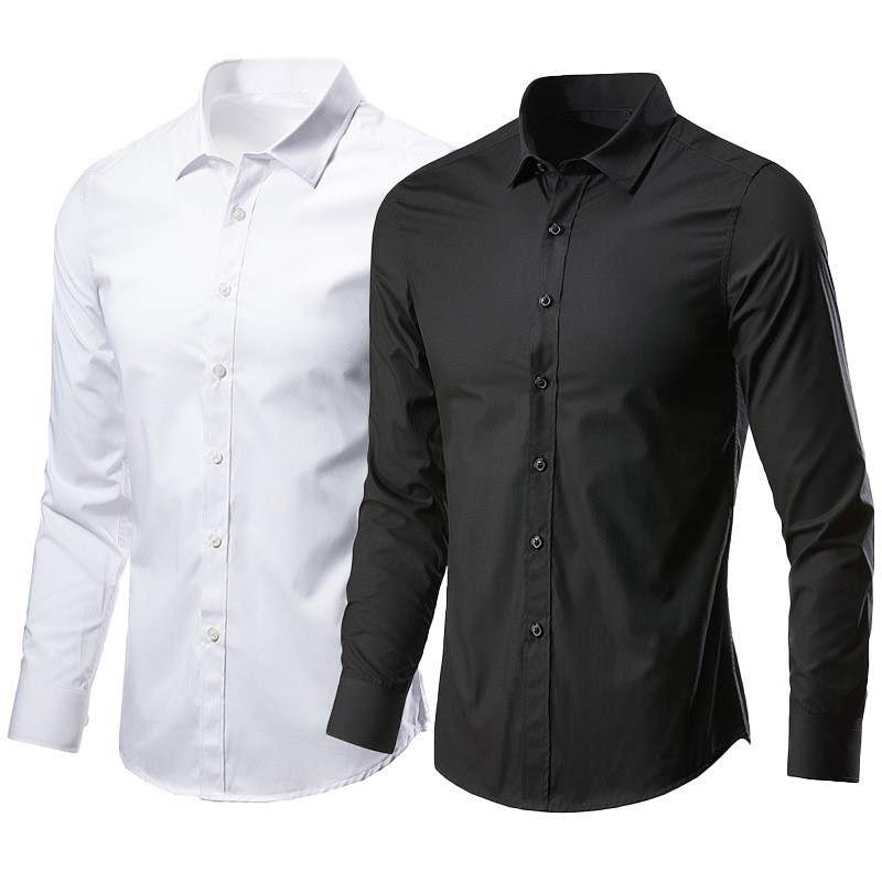 Men Formal Wear All Black - Camisa de Vestir Formal de Algodón