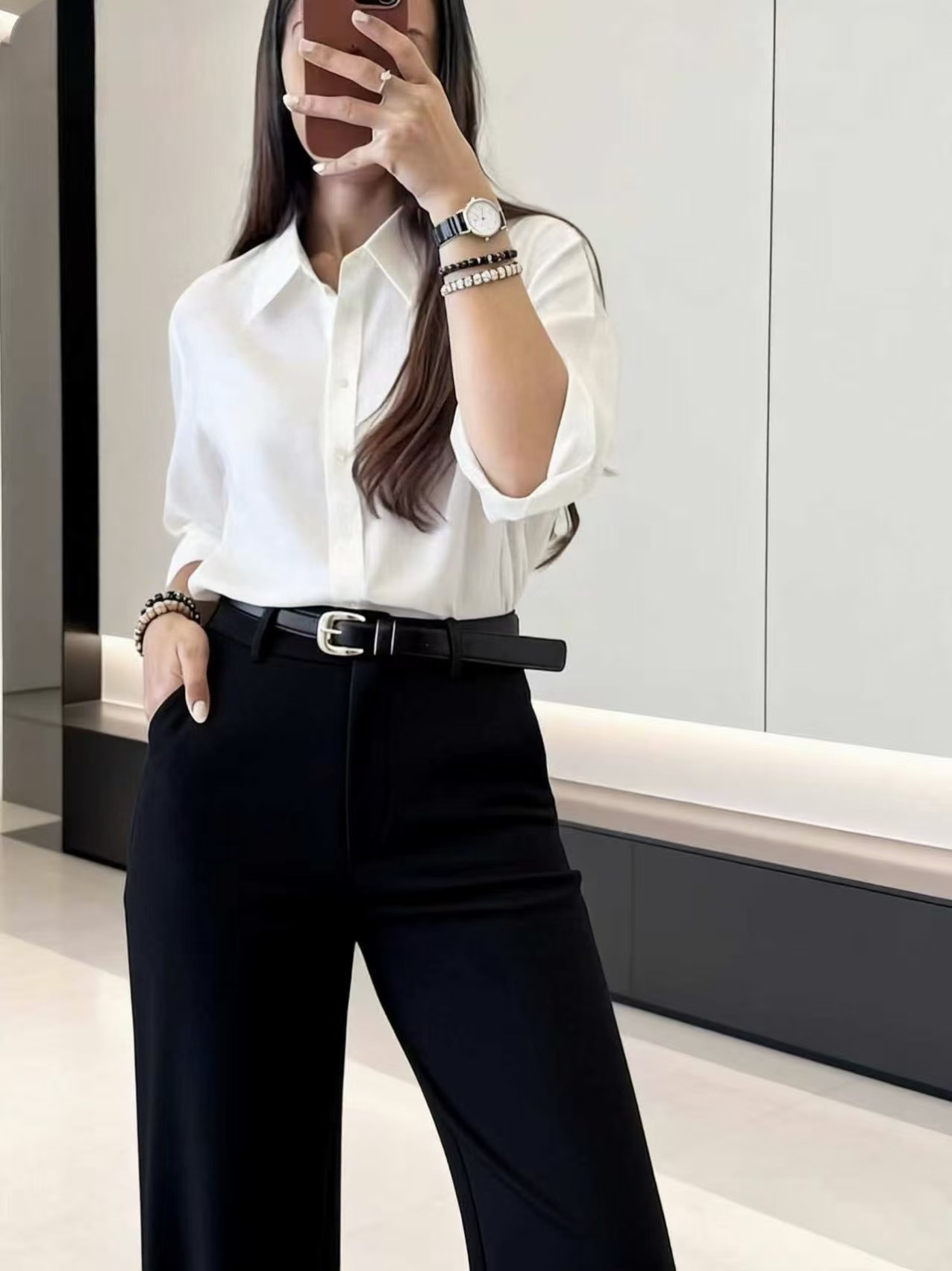 Dress Pant Flat Front - Pantalones Palazzo de Cintura Alta con