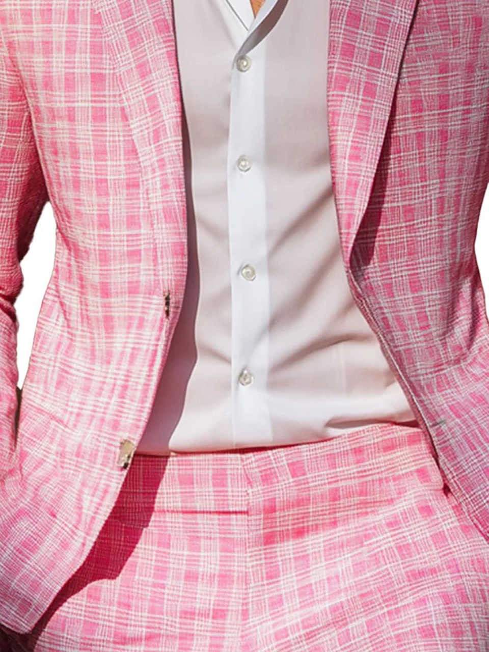 Esmoquin de cuadros rosas de v - Men Formal Wear Summer reseña y precio