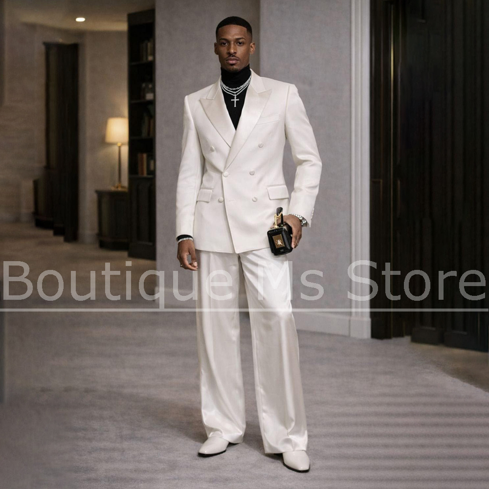 Traje de Satén Blanco para Hom - Men Formal Wear Modern reseña y precio