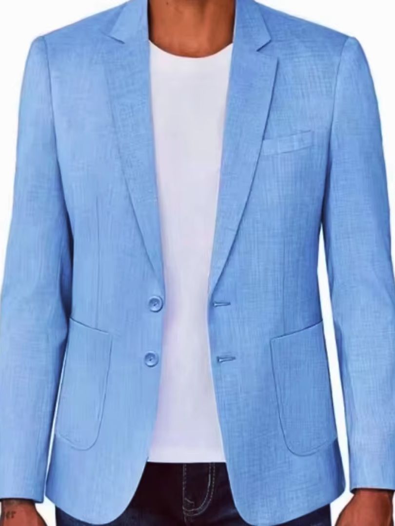 Blazer de Lino Beige/Azul para - Men Formal Wear Summer reseña y precio
