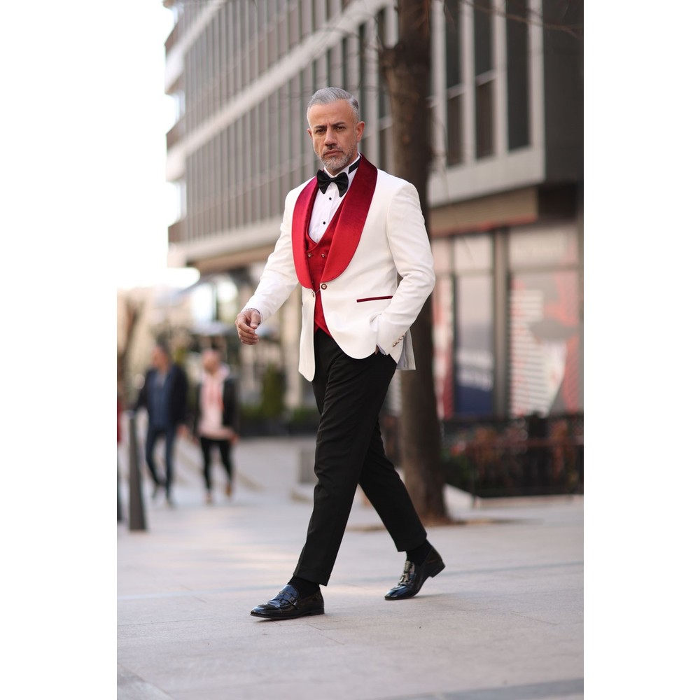 Esmoquin de boda rojo y blanco - Men Formal Wear Modern reseña y precio