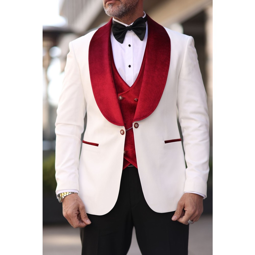 Esmoquin de boda rojo y blanco - Men Formal Wear Modern reseña y precio